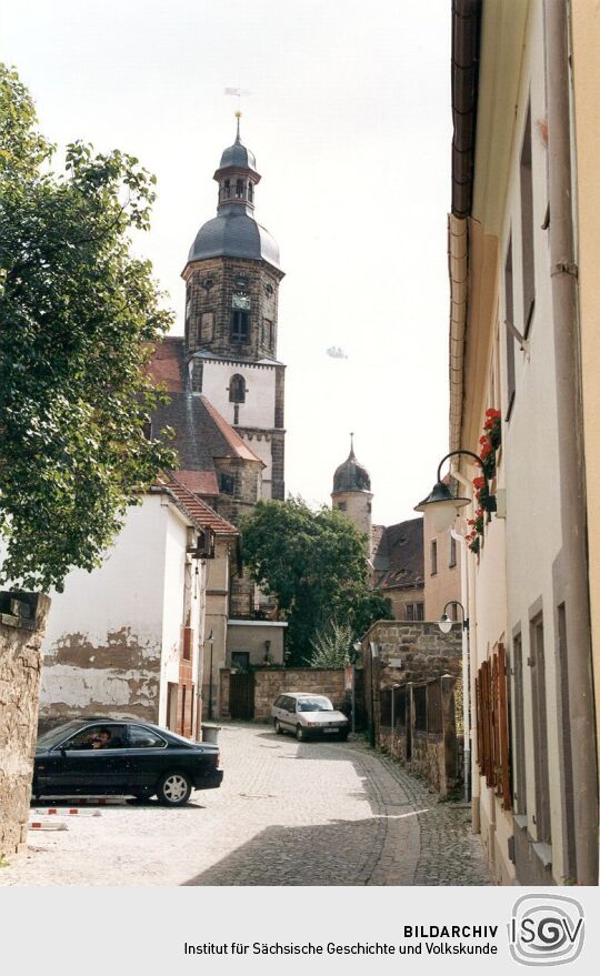 Blick zur Kirche am Markt in Dippoldiswalde