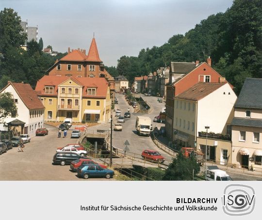 Blick auf die Dresdner Straße in Tharandt