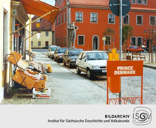 Marktplatz mit Roland in Belgern