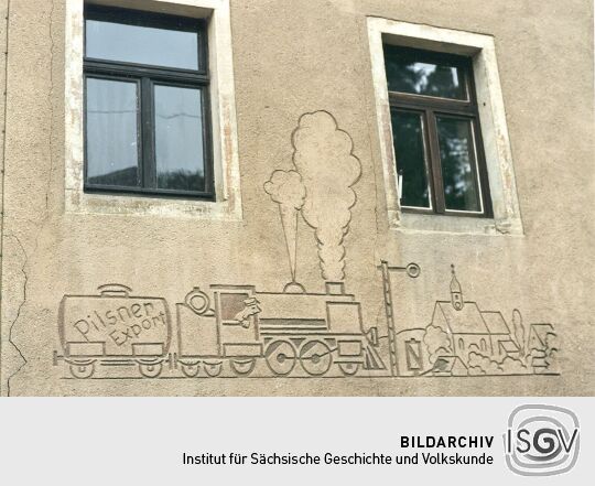 Wandbild an einer Gaststätte in Stolpen