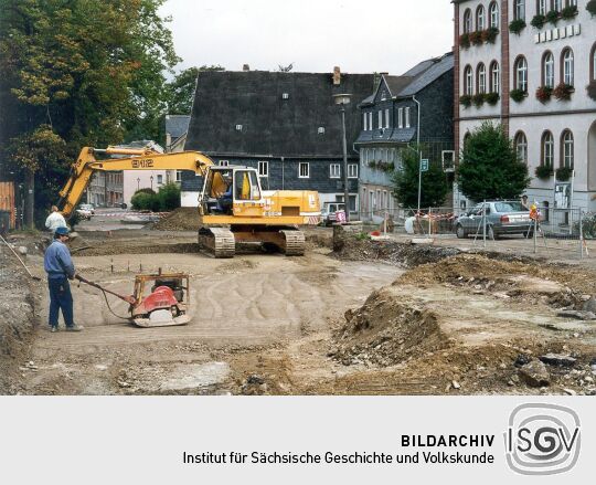Bauarbeiten auf dem Zwönitzer Marktplatz