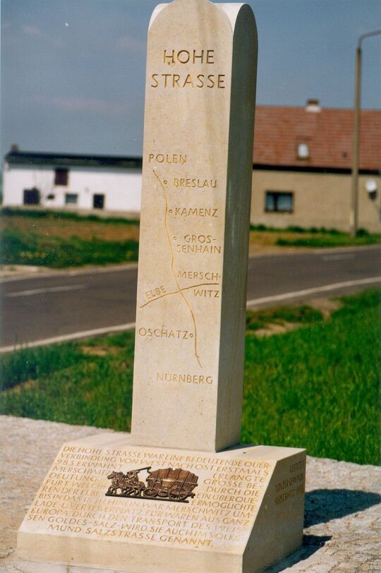 Gedenkstein an der Hohen Straße in Merschwitz