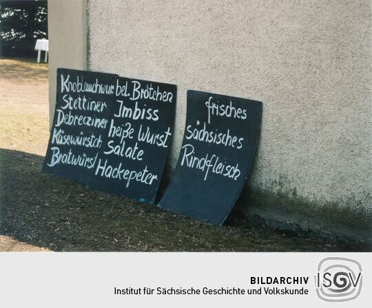 Werbung einer Fleischerei in Seifhennersdorf