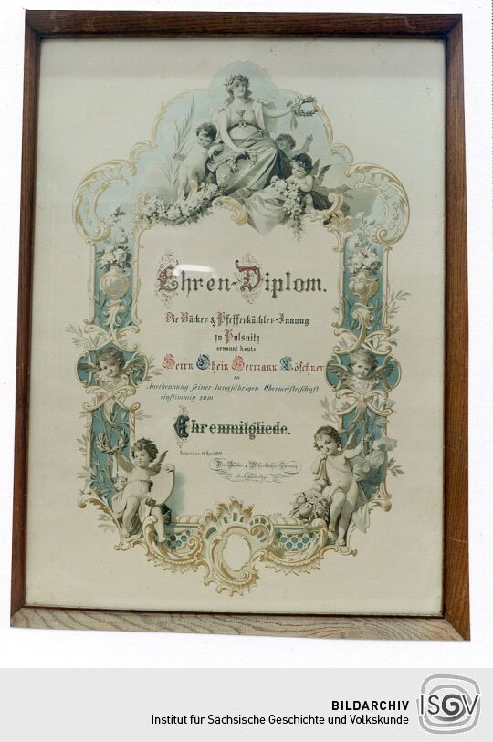 Ehren-Diplom für den Pfefferküchlerei Hermann Löschner in Pulsnitz