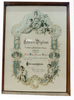 Bild: Ehren-Diplom für den Pfefferküchlerei Hermann Löschner in Pulsnitz