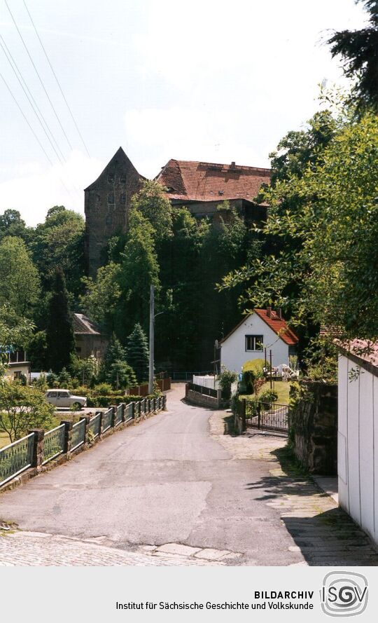 Blick zur Burg in Lohmen