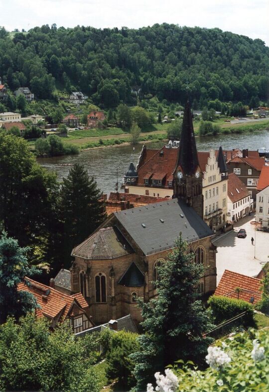 Blick von der Burg über die Stadt Wehlen