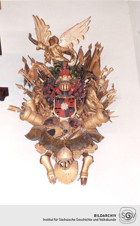 Epitaph mit dem Wappen eines Rittergutsbesitzers in der Liebstädter Kirche