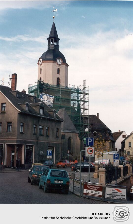 Blick zur Kirche in Meerane