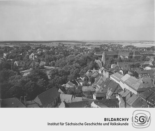 Blick über Freiberg mit Schloss