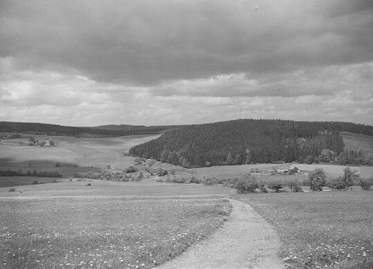 Blick auf Bauernhöfe in Hirschsprung