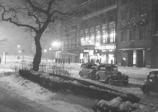 Winterliche Straße in Leipzig