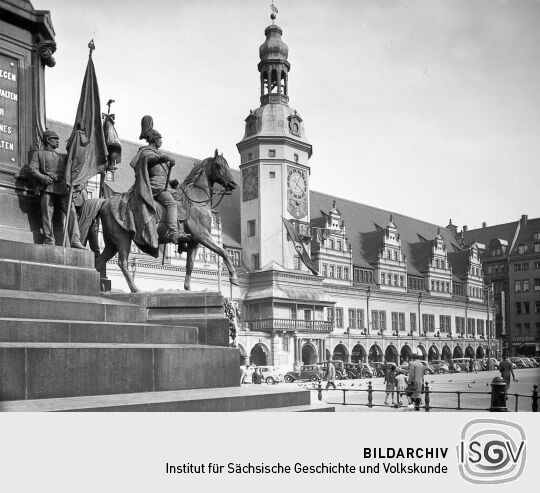 Das Alte Rathaus in Leipzig vom Markt aus gesehen