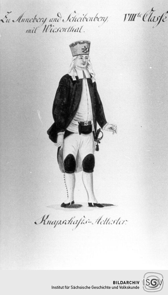 Bergmannstracht: Bergmeister, Zehntner, Markscheider, Guardein