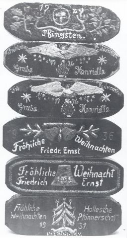 Verzierte Briketts aus Senftenberg