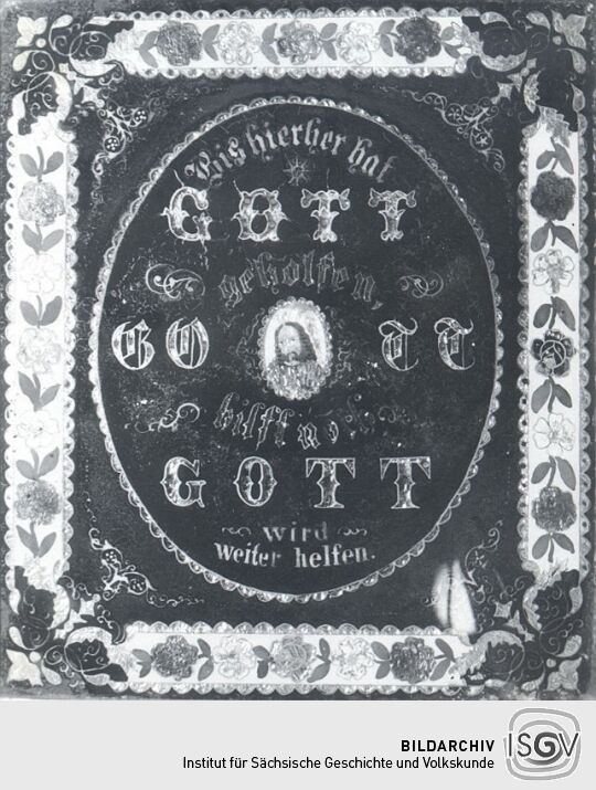 Wandspruch in Hinterglasmalerei in Schlettau