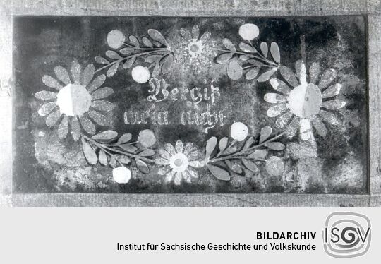 Hinterglasmalerei mit Inschrift