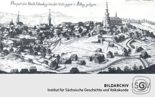 Blick auf die Stadt Schneeberg