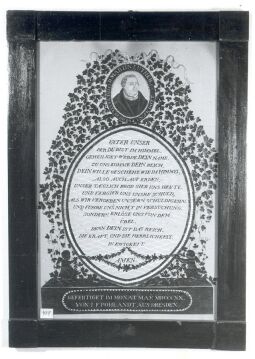 Bild: Scherenschnitt mit dem Bildnis Luthers