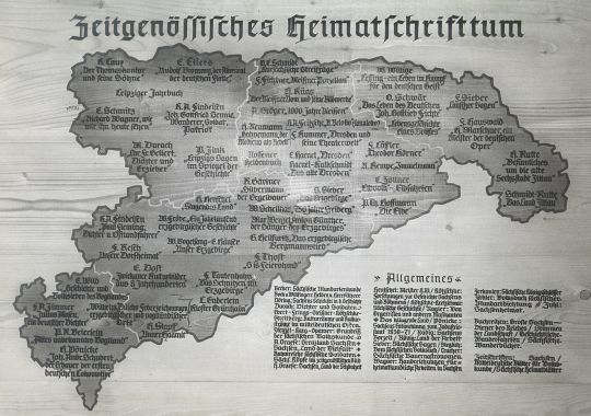 Karte des zeitgenössischen Heimatschrifttums in Sachsen