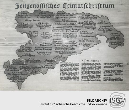 Karte des zeitgenössischen Heimatschrifttums in Sachsen