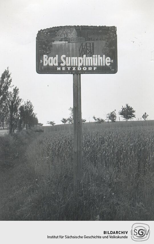 Hinweisschild bei Hetzdorf südwestlich von Oederan