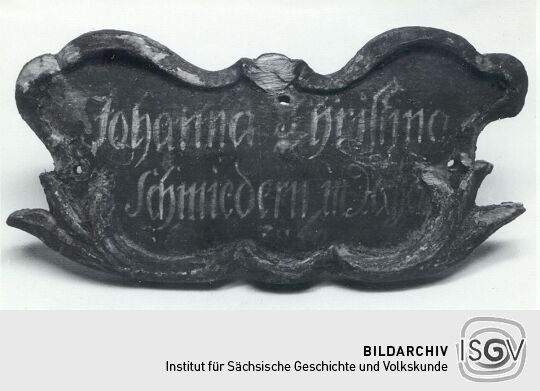 Kirchenbankschild aus dem Museum Frauenstein