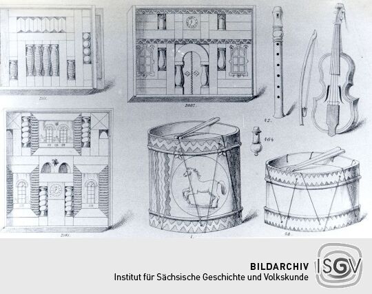 Blatt eines Spielzeugmusterbuches aus Waldkirchen