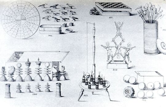 Blatt eines Spielzeugmusterbuches aus Waldkirchen