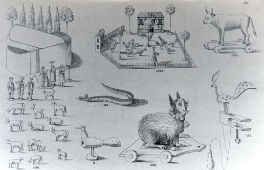 Blatt eines Spielzeugmusterbuches aus Waldkirchen