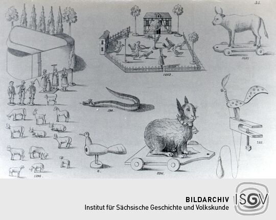 Blatt eines Spielzeugmusterbuches aus Waldkirchen