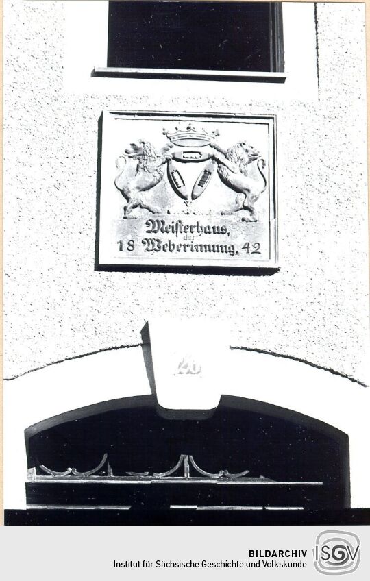 Tafel am Meisterhaus der Weberinnung