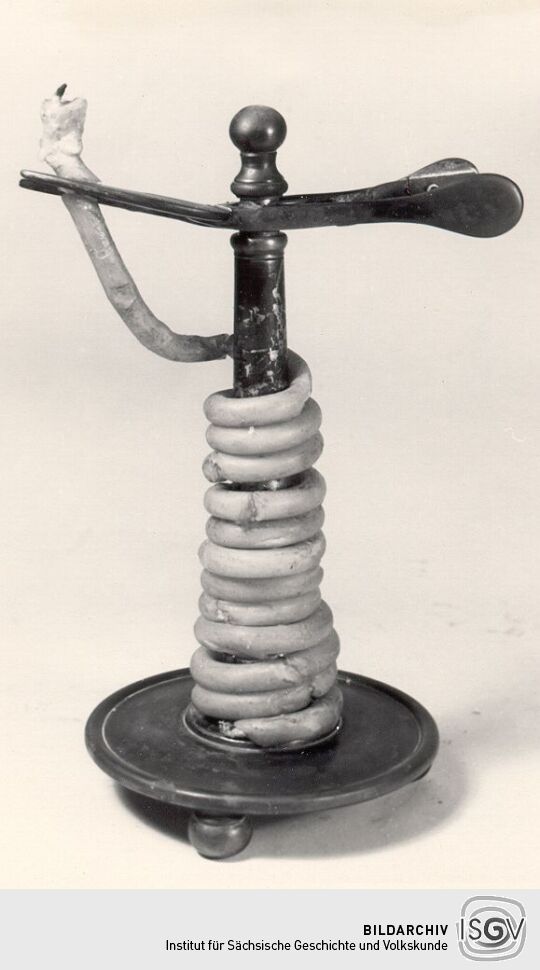 Wachsstock (Kienspanhalter) aus dem Heimatmuseum Pegau
