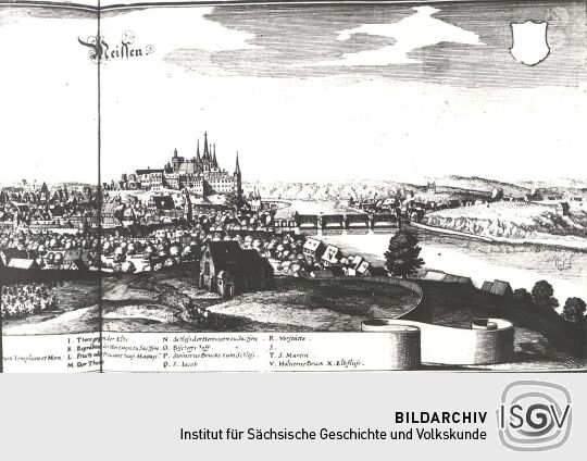 Grafik von Weinbergsanlagen bei Meißen