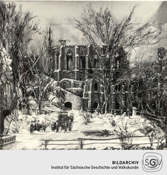 Klosterruine Oybin mit Begräbniszug