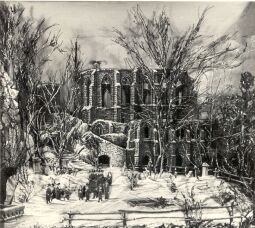 Bild: Klosterruine Oybin mit Begräbniszug