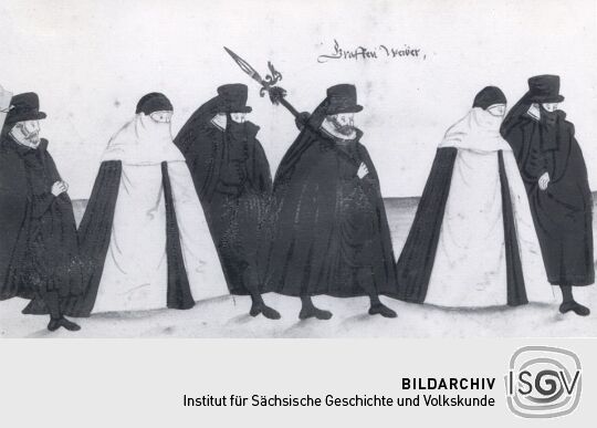 Detail eines Rollbildes: Leichenbegängnis der churfürstlichen Herrschafte