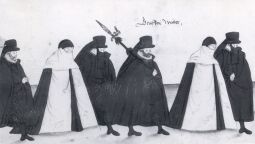 Bild: Detail eines Rollbildes: Leichenbegängnis der churfürstlichen Herrschafte