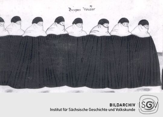 Detail eines Rollbildes: Leichenbegängnis der churfürstlichen Herrschafte