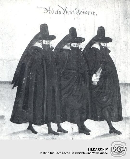 Detail eines Rollbildes: Leichenbegängnis der churfürstlichen Herrschafte