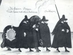 Bild: Detail eines Rollbildes: Leichenbegängnis der churfürstlichen Herrschafte