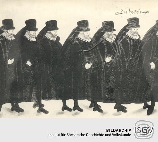 Detail eines Rollbildes: Leichenbegängnis der churfürstlichen Herrschafte