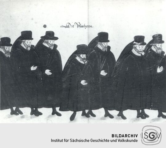 Detail eines Rollbildes: Leichenbegängnis der churfürstlichen Herrschafte