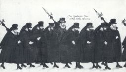 Bild: Detail eines Rollbildes: Leichenbegängnis der churfürstlichen Herrschafte