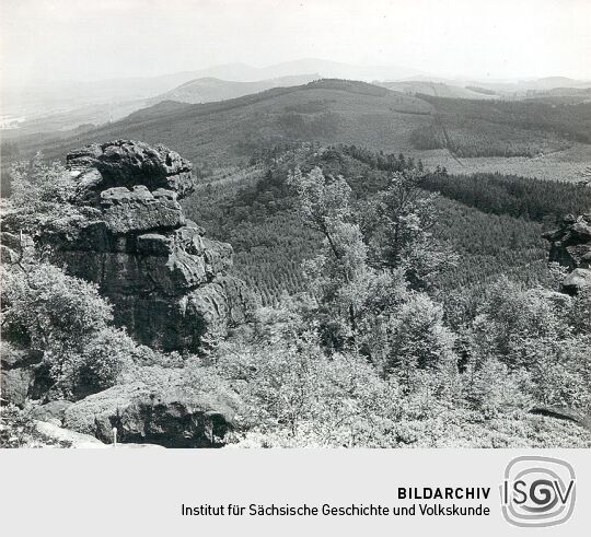 Blick von der Böhmischen Aussicht in den Sudetengau