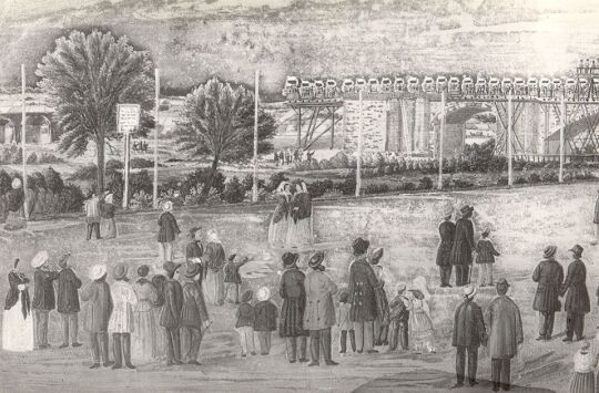 Festzug über die Muldentalbrücke bei Glauchau