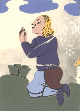 Bild: Häuer beim Gebet vor der Einfahrt