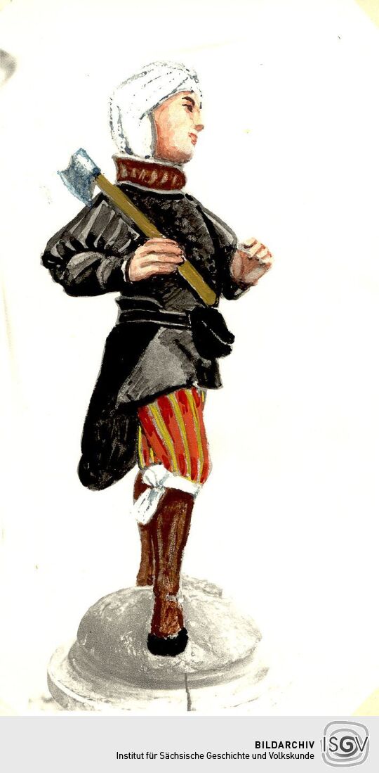 Zeichnung einer Bergmannsfigur aus der St. Annenkirche Annaberg