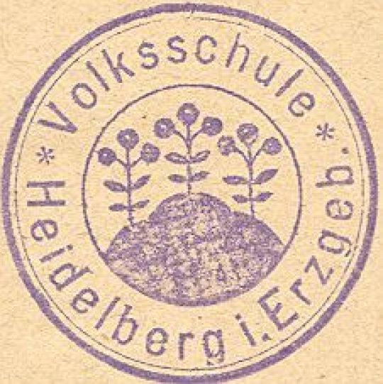 Stempel der Volksschule Heidelberg im Erzgebirge