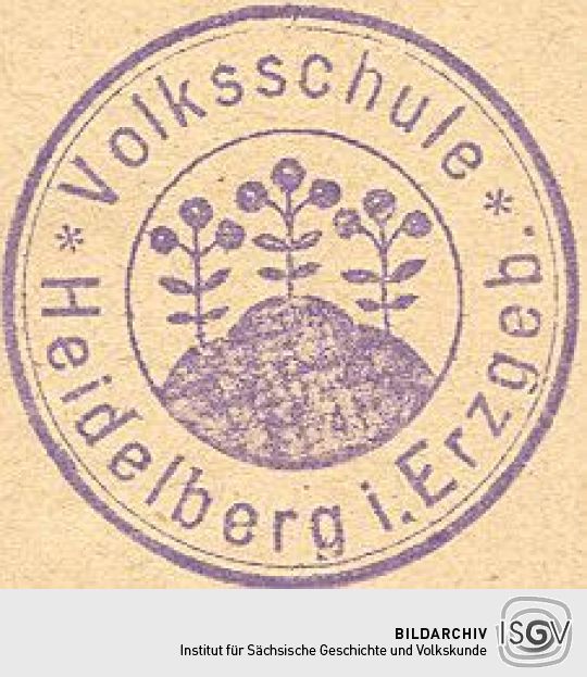 Stempel der Volksschule Heidelberg im Erzgebirge